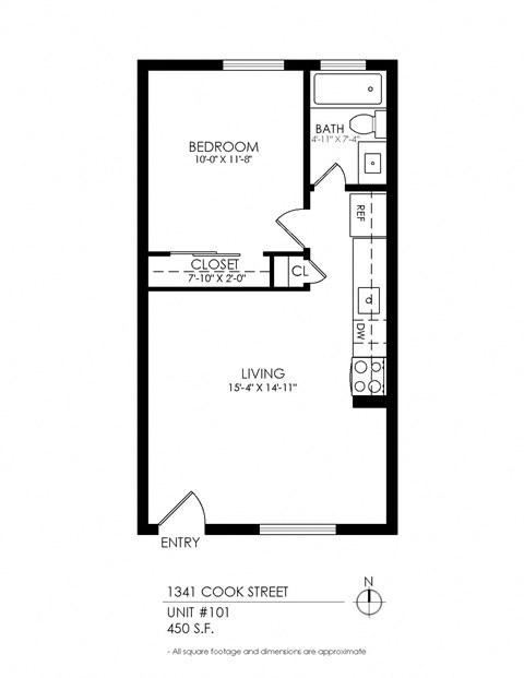 a floor plan of a 1 bedroom floor plan